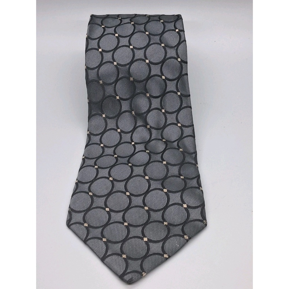 Banana Republic Men's Neck Tie Textured Gray Black Jacquard Geometric Italy Made